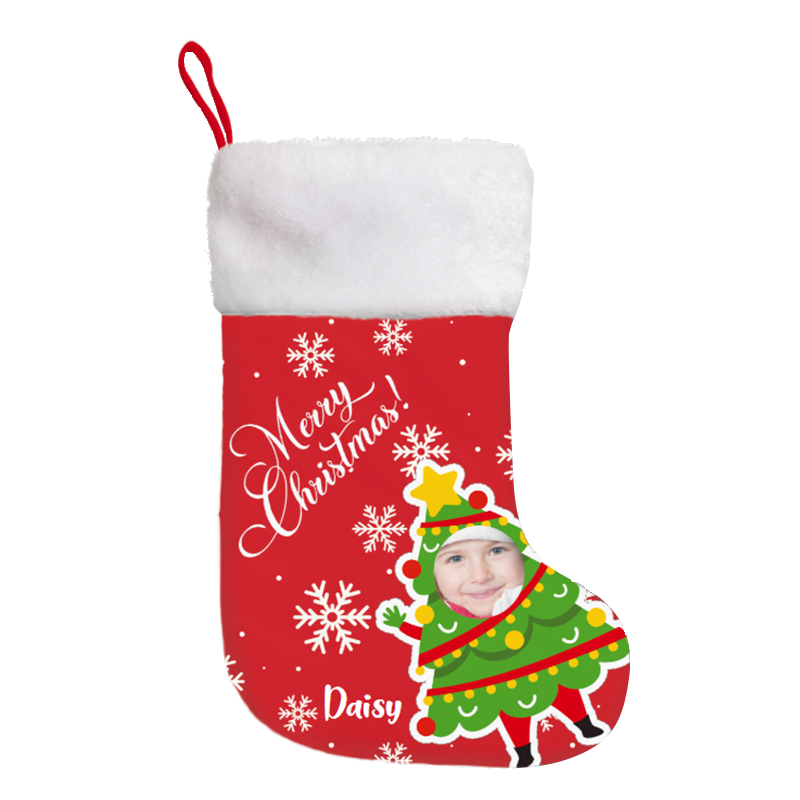 Custom Photo Christmas Stocking | Double-Sided HD Print, Soft Velvet