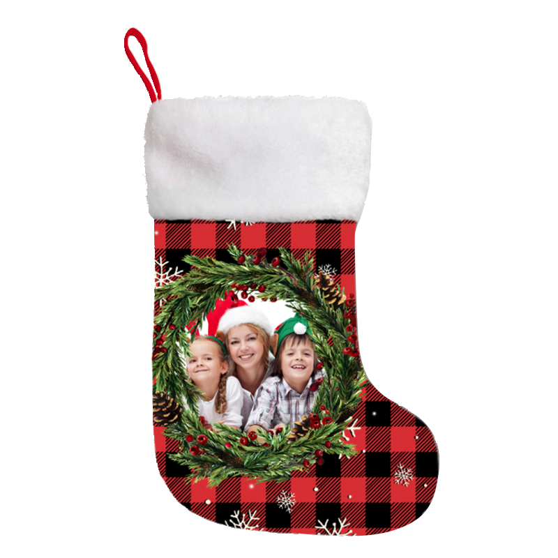 Personalized Photo Christmas Stocking | Custom Face Print, Double-Sided, Unique Holiday Gift Bag