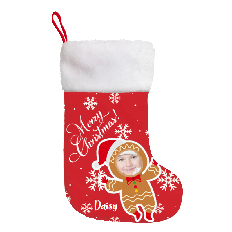 Custom Photo Christmas Stocking | Double-Sided HD Print, Soft Velvet