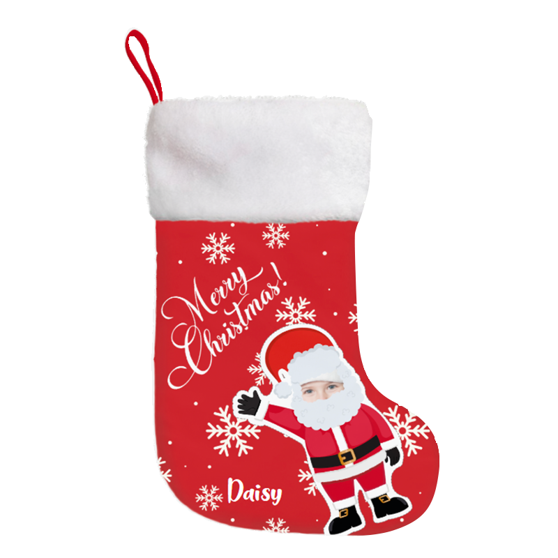 Custom Photo Christmas Stocking | Double-Sided HD Print, Soft Velvet