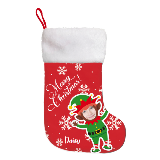 Custom Photo Christmas Stocking | Double-Sided HD Print, Soft Velvet