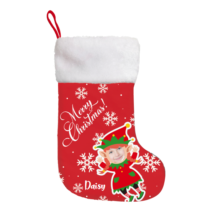 Custom Photo Christmas Stocking | Double-Sided HD Print, Soft Velvet