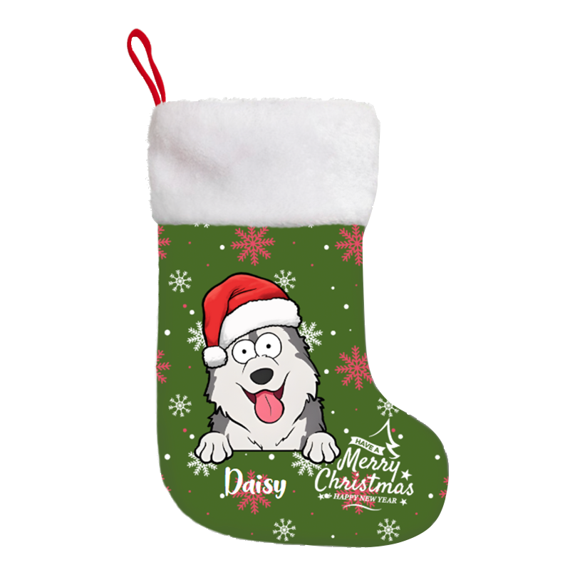 Custom Name & Pet Photo Christmas Stocking – Double-Sided Print, Soft Velvet, Personalized Holiday Gift