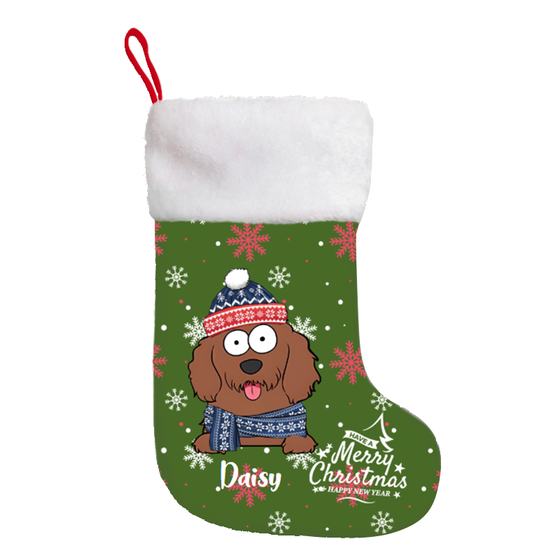 Custom Name & Pet Photo Christmas Stocking – Double-Sided Print, Soft Velvet, Personalized Holiday Gift