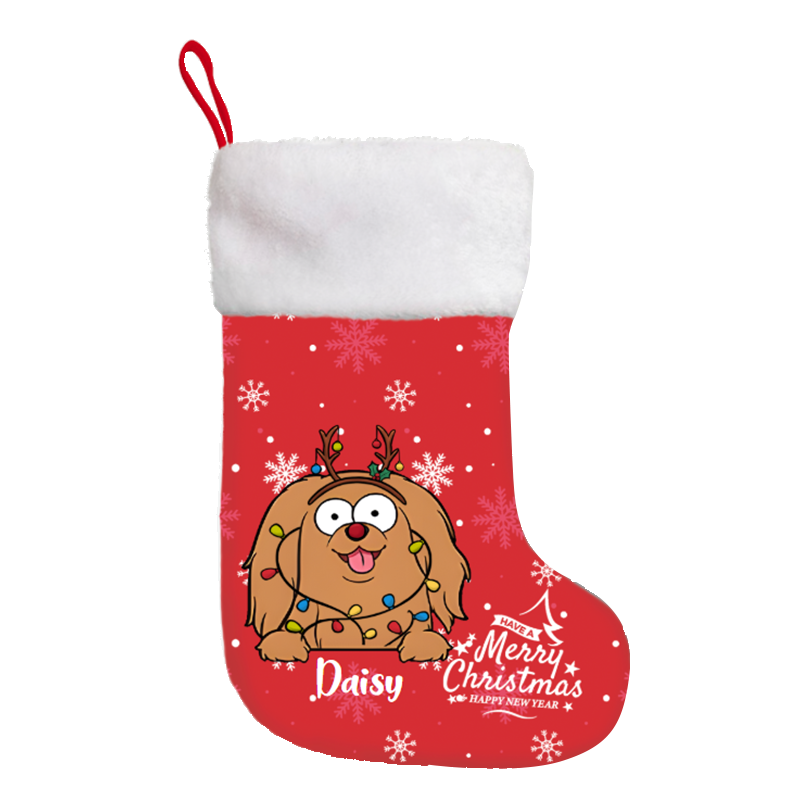 Custom Name & Pet Photo Christmas Stocking – Double-Sided Print, Soft Velvet, Personalized Holiday Gift