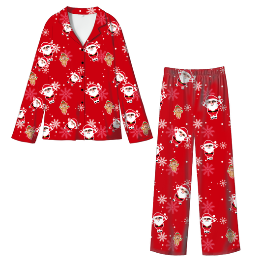 Custom Face Pajamas – Adult Christmas Cardigan Set | Personalized Character Print | Soft Milk Silk Fabric