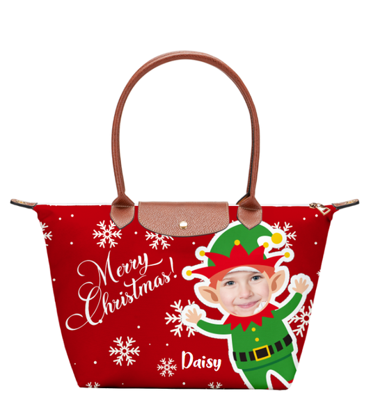 Personalized Christmas Tote Bag – Custom Photo Large-Capacity Dumpling Bag | Elegant Women’s Gift Packaging | Reusable & Eco-Friendly