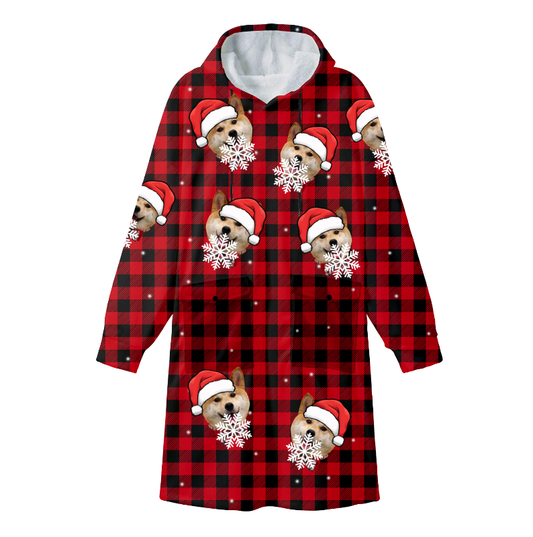 Personalized Flannel Photo Robe – Warm Christmas Gift Bathrobe with Double Pockets