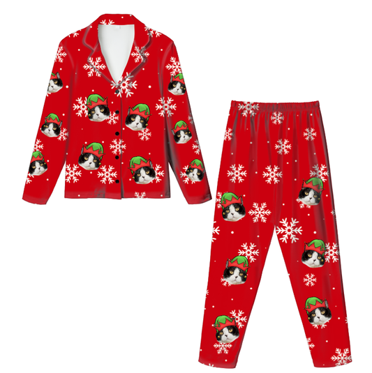 Custom Pet Face Kids Christmas Pajama Set | Soft Thickened Milk Silk