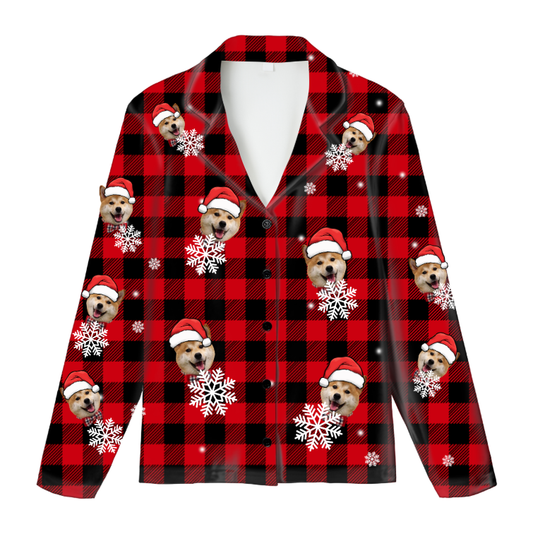 Personalized Kids Christmas Pajama Top – Custom Photo Button-Up Shirt | Soft Milk Silk
