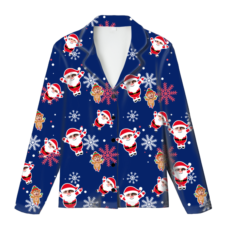 Custom Face Pajama Top – Kids Christmas Cardigan Shirt | Personalized Character Print | Soft Milk Silk