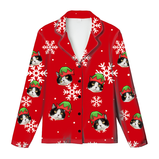 Custom Pet Face Kids Christmas Pajama Top | Comfy Milk Silk