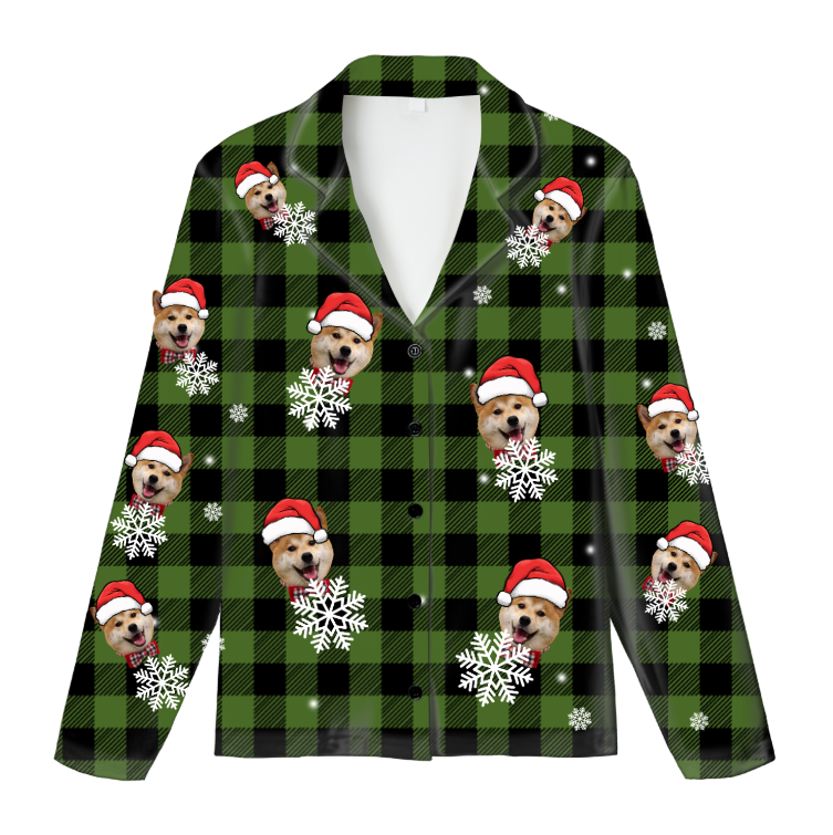 Personalized Kids Christmas Pajama Top – Custom Photo Button-Up Shirt | Soft Milk Silk
