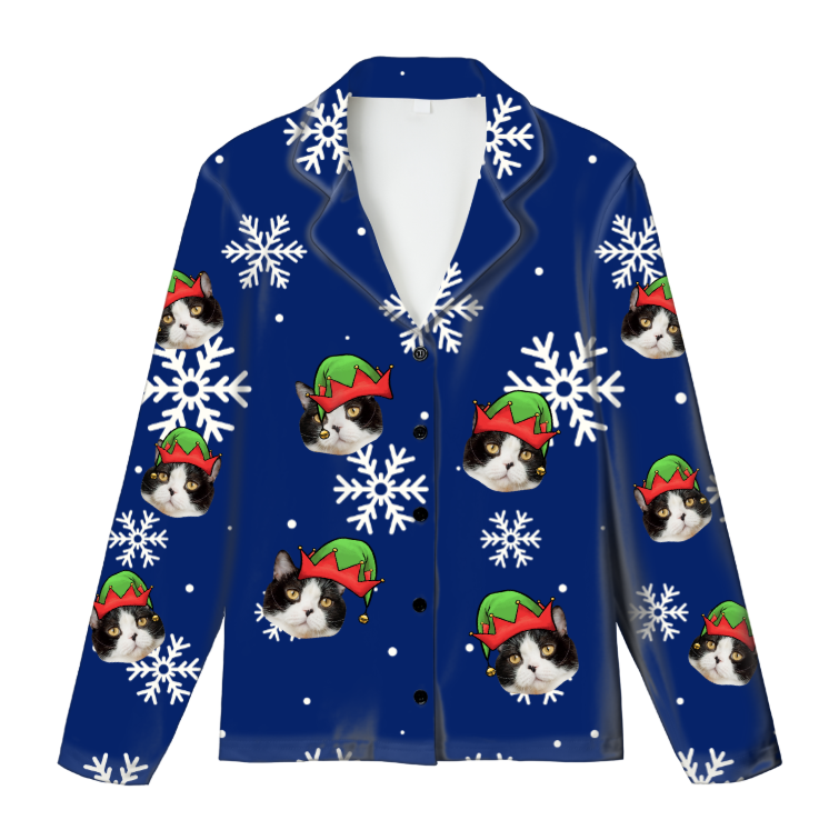 Custom Pet Face Kids Christmas Pajama Top | Comfy Milk Silk