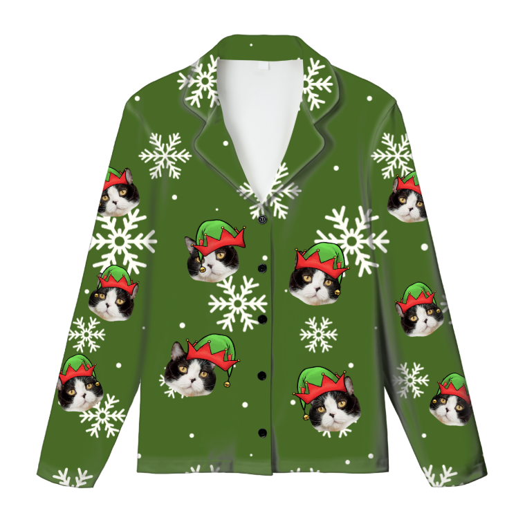 Custom Pet Face Kids Christmas Pajama Top | Comfy Milk Silk
