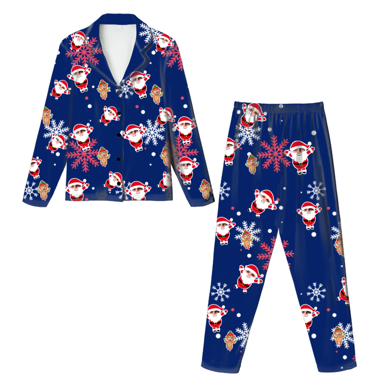 Custom Face Pajamas – Kids Christmas Cardigan Set | Personalized Character Print | Soft Milk Silk