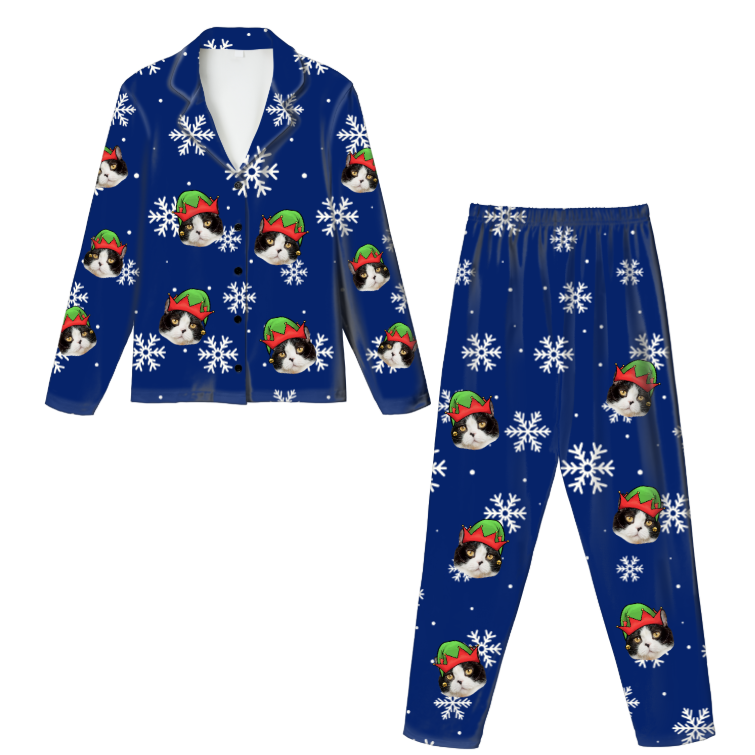 Custom Pet Face Kids Christmas Pajama Set | Soft Thickened Milk Silk
