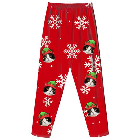 Custom Pet Face Kids Christmas Pajama Pants | Soft Stretchy Milk Silk