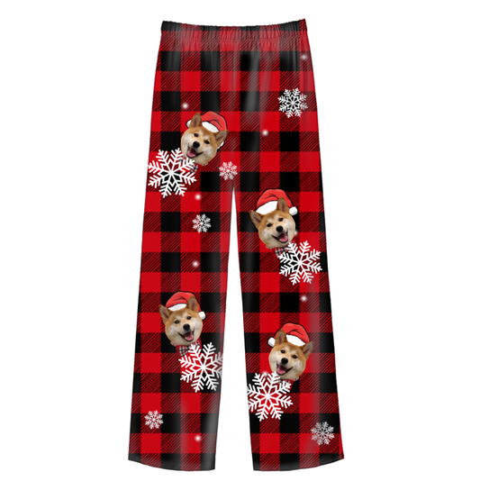 Personalized Christmas Pajama Pants – Custom Photo Loungewear Bottoms | Soft Milk Silk | Comfortable & Washable