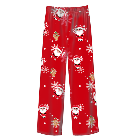 Custom Face Pajama Pants – Adult Christmas Bottoms | Personalized Character Print | Soft Milk Silk