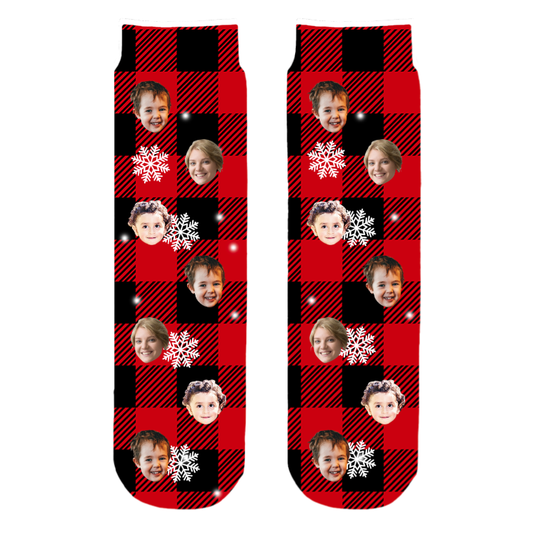 Funny Custom Face Crew Socks – Christmas Couple Gift