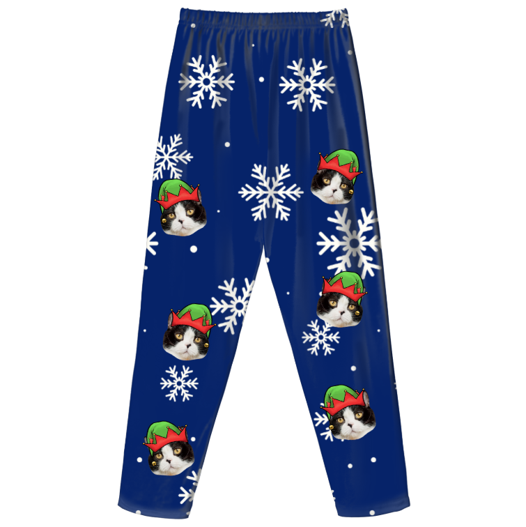 Custom Pet Face Kids Christmas Pajama Pants | Soft Stretchy Milk Silk