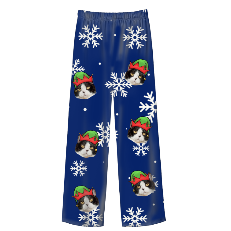 Custom Pet Face Adult Christmas Pajama Pants | Cozy Milk Silk