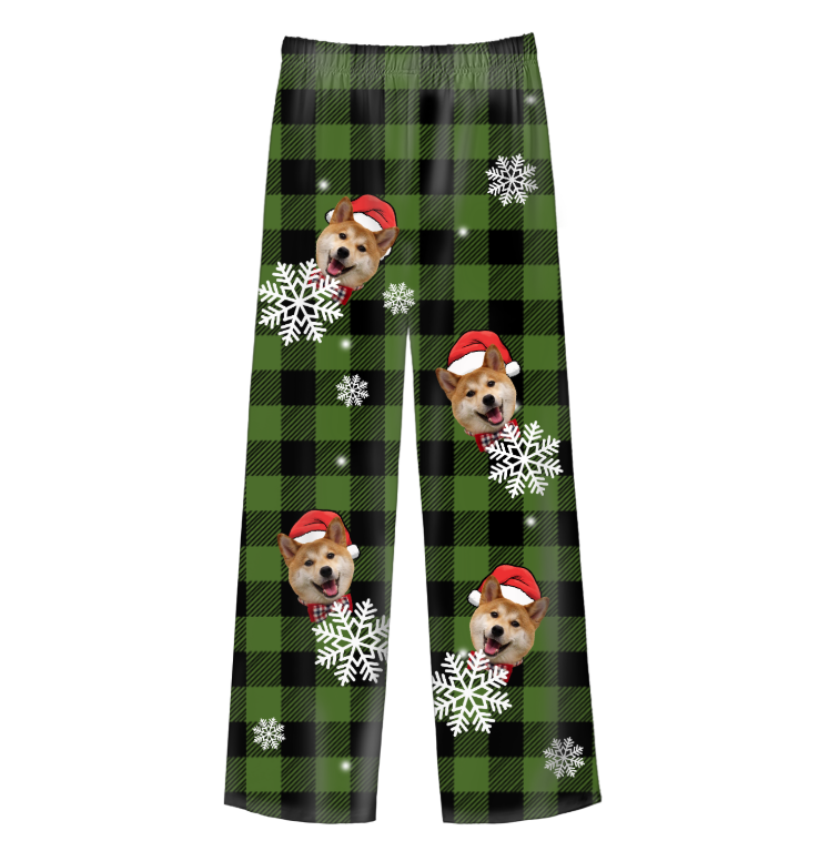 Personalized Christmas Pajama Pants – Custom Photo Loungewear Bottoms | Soft Milk Silk | Comfortable & Washable