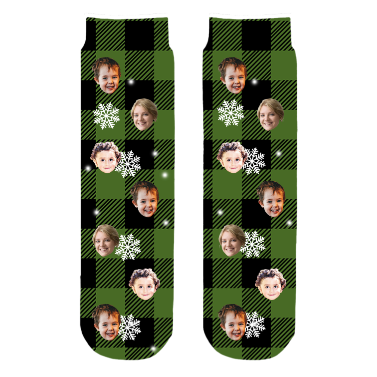 Funny Custom Face Crew Socks – Christmas Couple Gift
