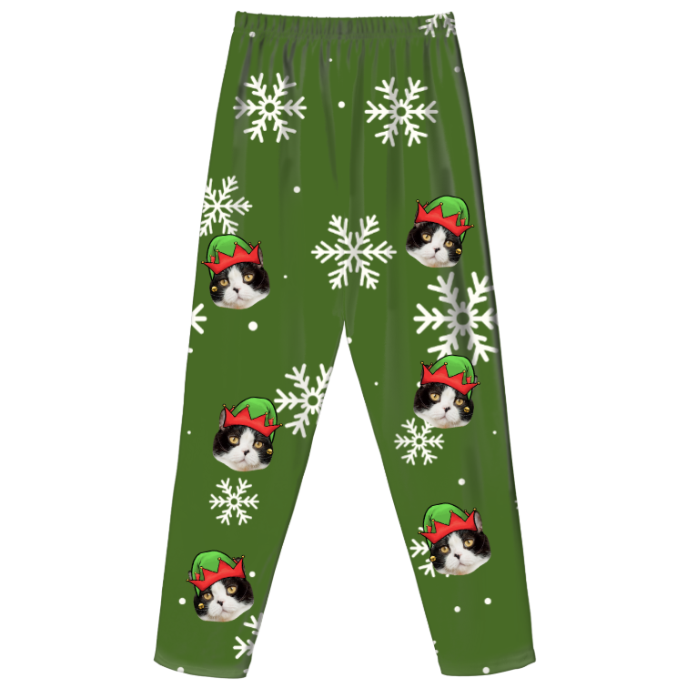 Custom Pet Face Kids Christmas Pajama Pants | Soft Stretchy Milk Silk