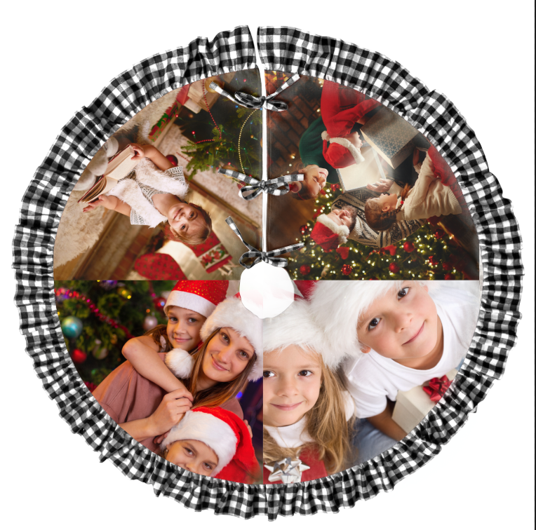 Custom Family Photo Christmas Tree Skirt | Personalized Linen Holiday Décor