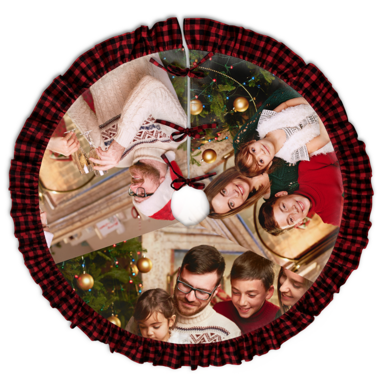 Custom Family Photo Christmas Tree Skirt | Personalized Linen Holiday Décor