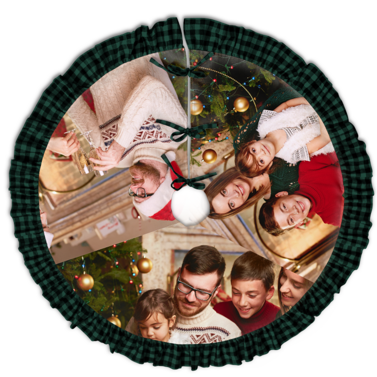 Custom Family Photo Christmas Tree Skirt | Personalized Linen Holiday Décor