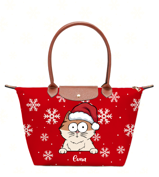Personalized Christmas Tote Bag – Custom Name & Pet Design | Large-Capacity Dumpling Bag for Women | Elegant Holiday Gift Packaging