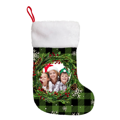 Personalized Photo Christmas Stocking | Custom Face Print, Double-Sided, Unique Holiday Gift Bag