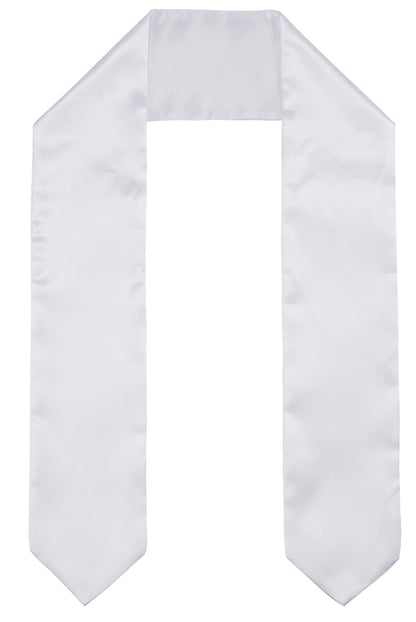 Blank White Graduation Stole 72 Inch x 5.9 Inch for Sublimation - Double Layer 260GSM Satin Graduation Sash for Heat Transfer Vinyl Embroidery - Plain DIY Unisex Adult Honor Stole for Class