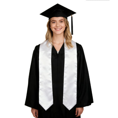Blank White Graduation Stole 72 Inch x 5.9 Inch for Sublimation - Double Layer 260GSM Satin Graduation Sash for Heat Transfer Vinyl Embroidery - Plain DIY Unisex Adult Honor Stole for Class