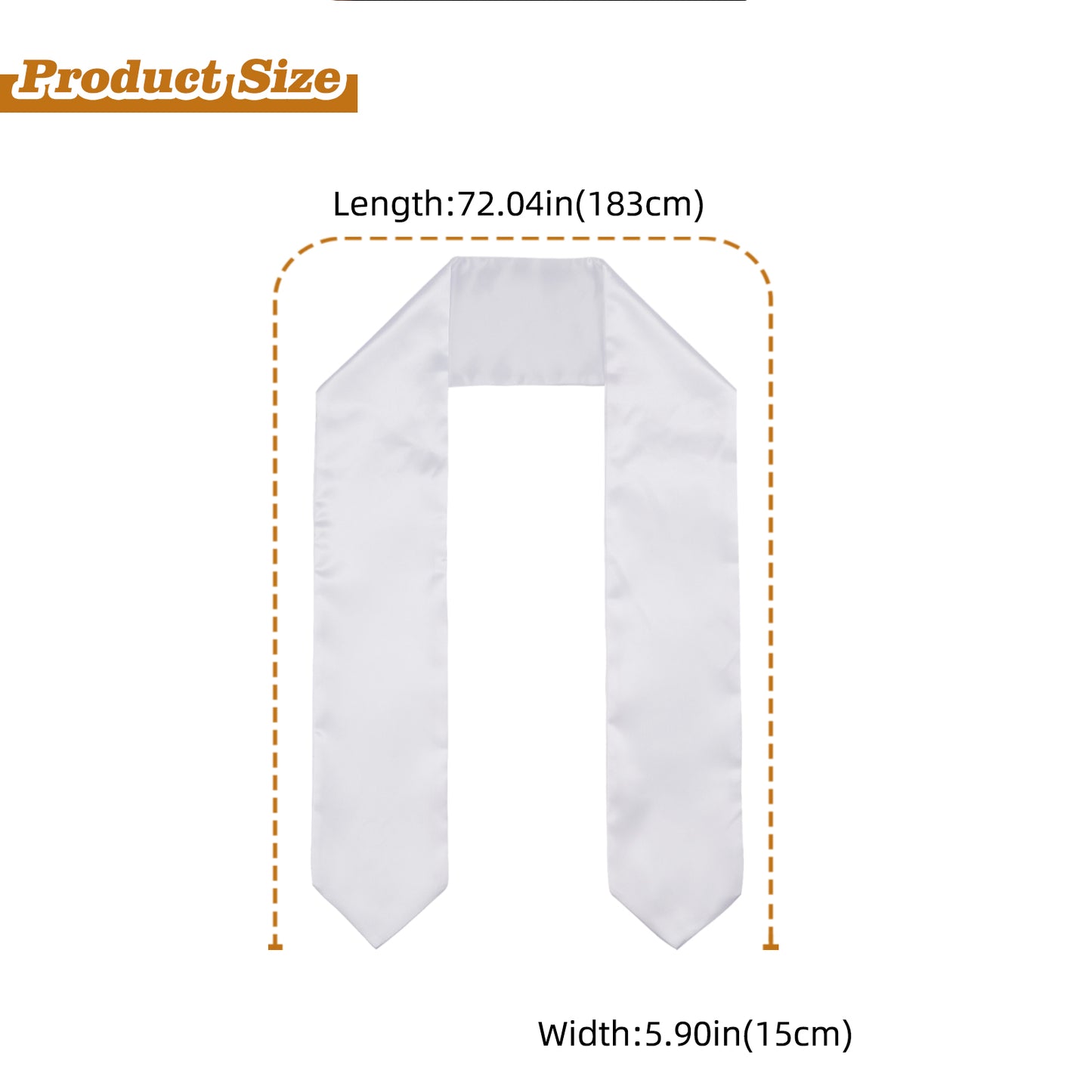 Blank White Graduation Stole 72 Inch x 5.9 Inch for Sublimation - Double Layer 260GSM Satin Graduation Sash for Heat Transfer Vinyl Embroidery - Plain DIY Unisex Adult Honor Stole for Class