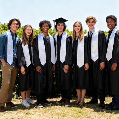 Blank White Graduation Stole 72 Inch x 5.9 Inch for Sublimation - Double Layer 260GSM Satin Graduation Sash for Heat Transfer Vinyl Embroidery - Plain DIY Unisex Adult Honor Stole for Class