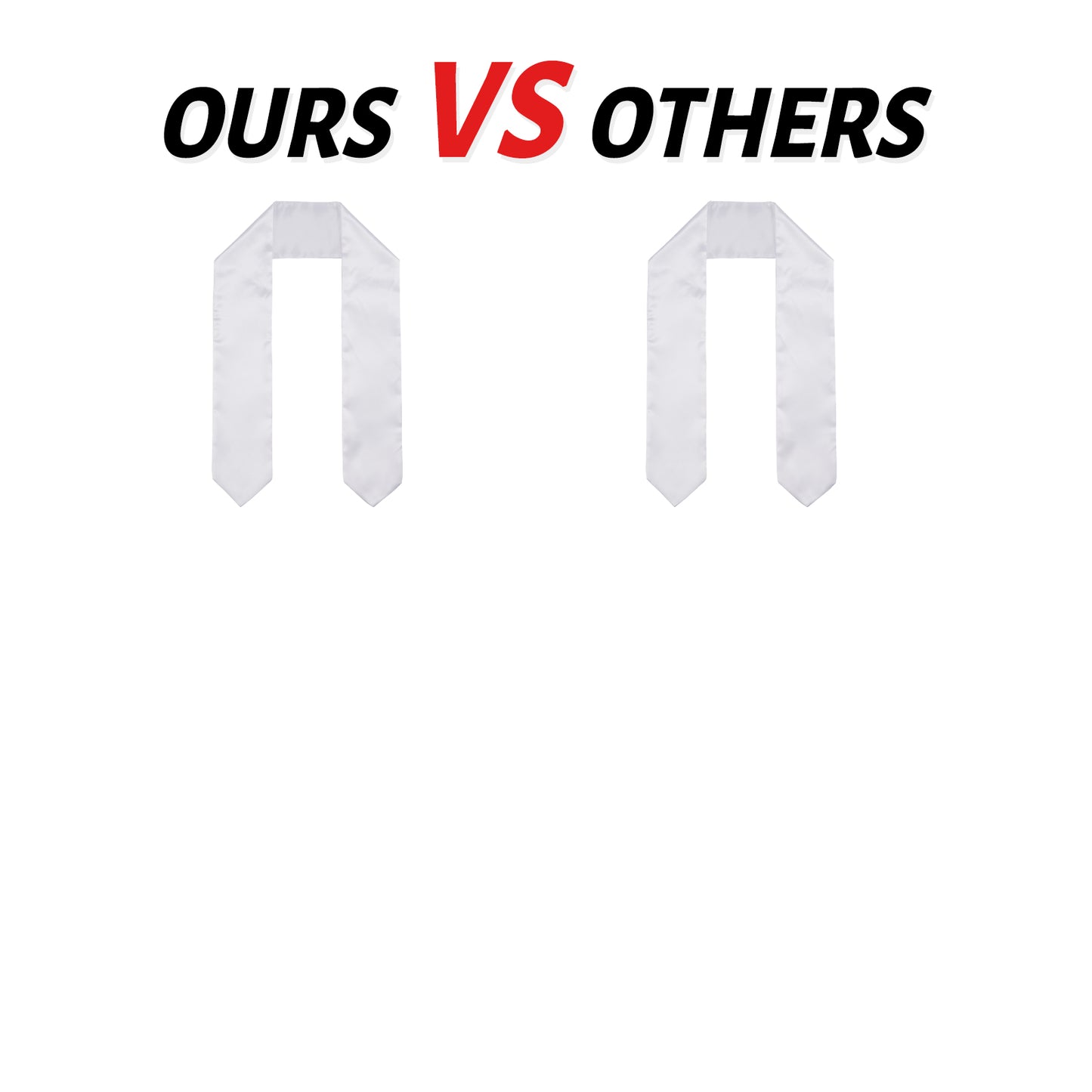 Blank White Graduation Stole 72 Inch x 5.9 Inch for Sublimation - Double Layer 260GSM Satin Graduation Sash for Heat Transfer Vinyl Embroidery - Plain DIY Unisex Adult Honor Stole for Class