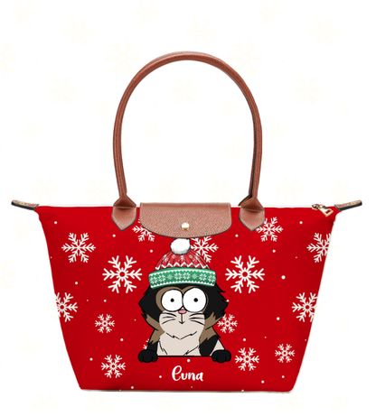 Personalized Christmas Tote Bag – Custom Name & Pet Design | Large-Capacity Dumpling Bag for Women | Elegant Holiday Gift Packaging