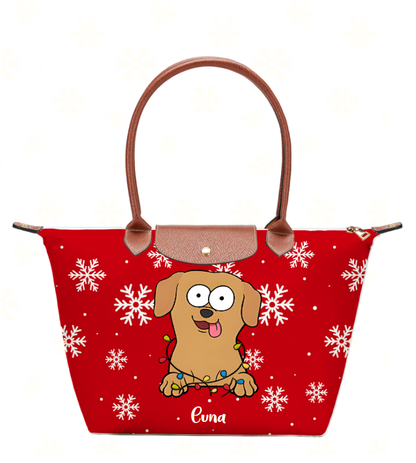 Personalized Christmas Tote Bag – Custom Name & Pet Design | Large-Capacity Dumpling Bag for Women | Elegant Holiday Gift Packaging