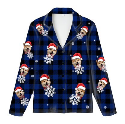 Personalized Kids Christmas Pajama Top – Custom Photo Button-Up Shirt | Soft Milk Silk