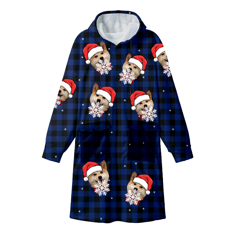 Personalized Flannel Photo Robe – Warm Christmas Gift Bathrobe with Double Pockets