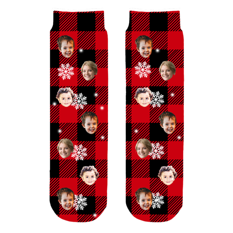 Funny Custom Face Crew Socks – Christmas Couple Gift