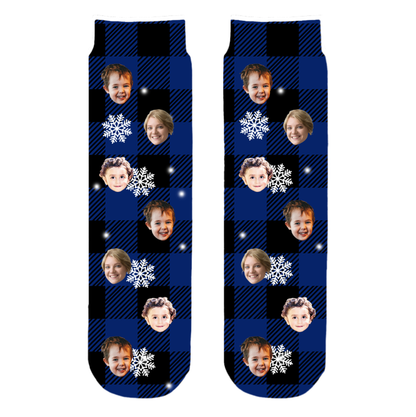 Funny Custom Face Crew Socks – Christmas Couple Gift