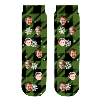 Funny Custom Face Crew Socks – Christmas Couple Gift