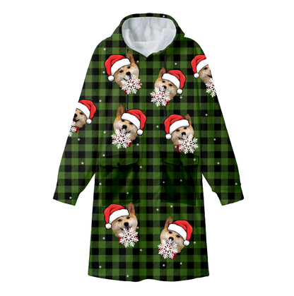 Personalized Flannel Photo Robe – Warm Christmas Gift Bathrobe with Double Pockets