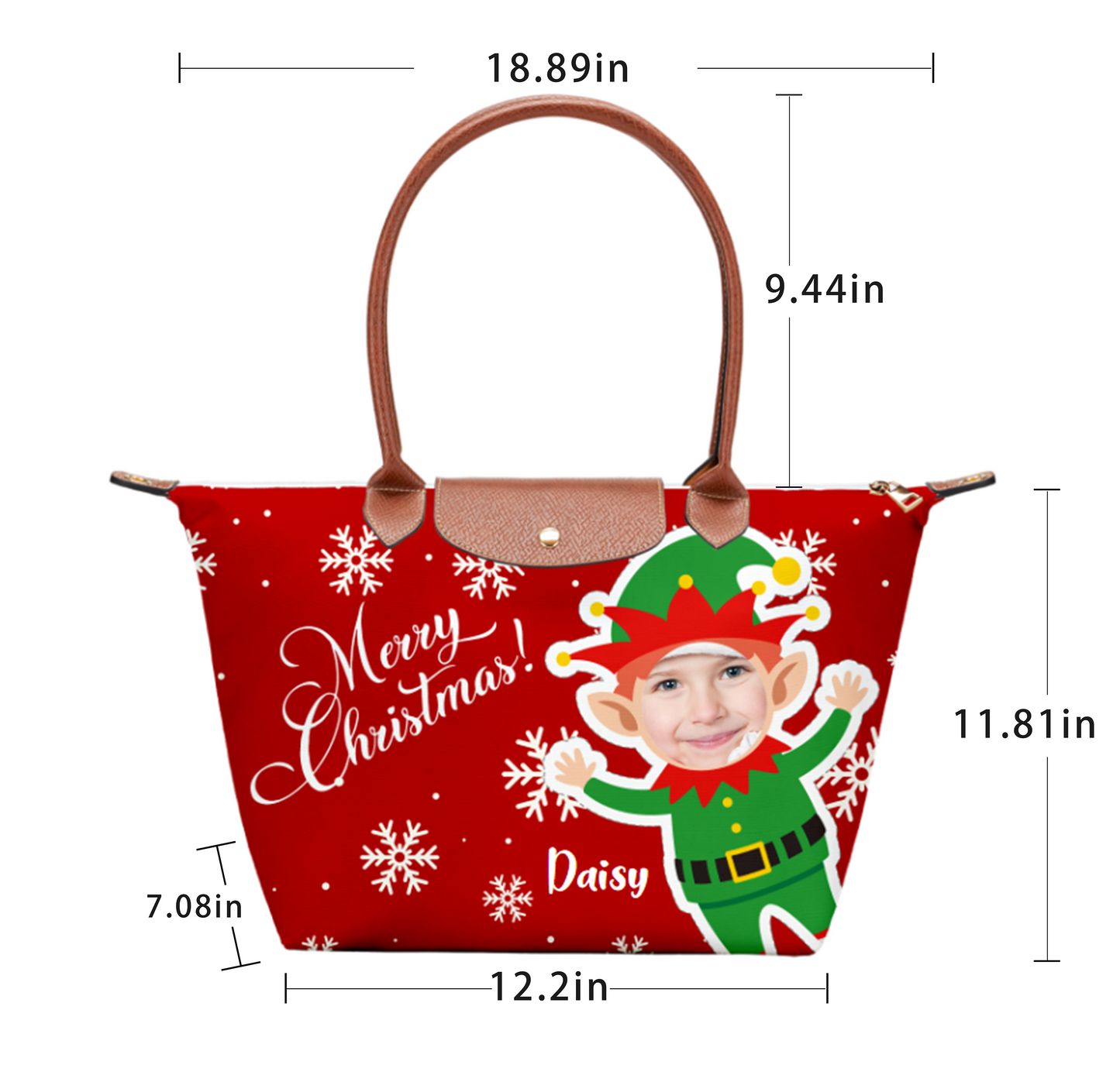 Personalized Christmas Tote Bag – Custom Photo Large-Capacity Dumpling Bag | Elegant Women’s Gift Packaging | Reusable & Eco-Friendly