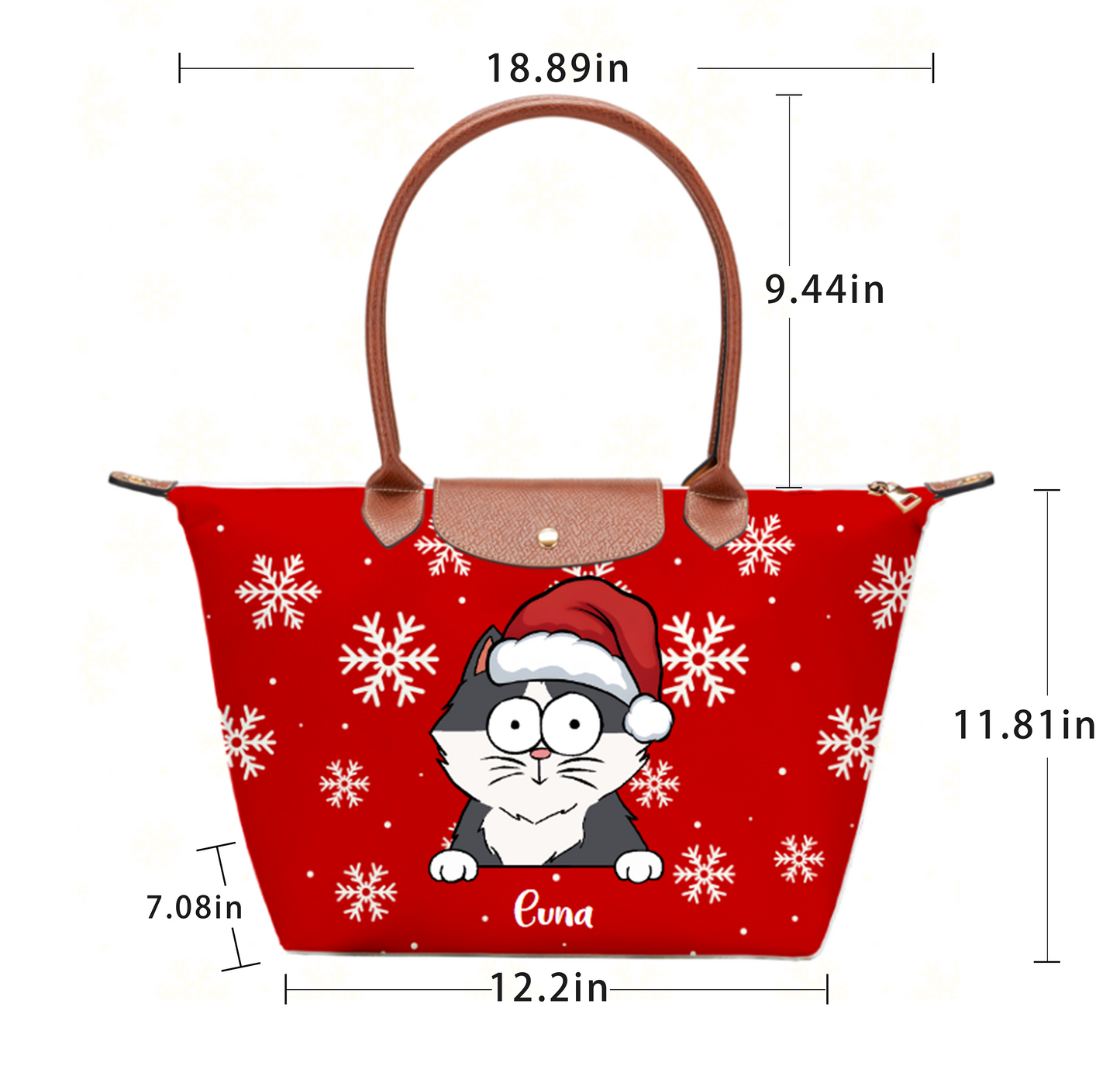 Personalized Christmas Tote Bag – Custom Name & Pet Design | Large-Capacity Dumpling Bag for Women | Elegant Holiday Gift Packaging